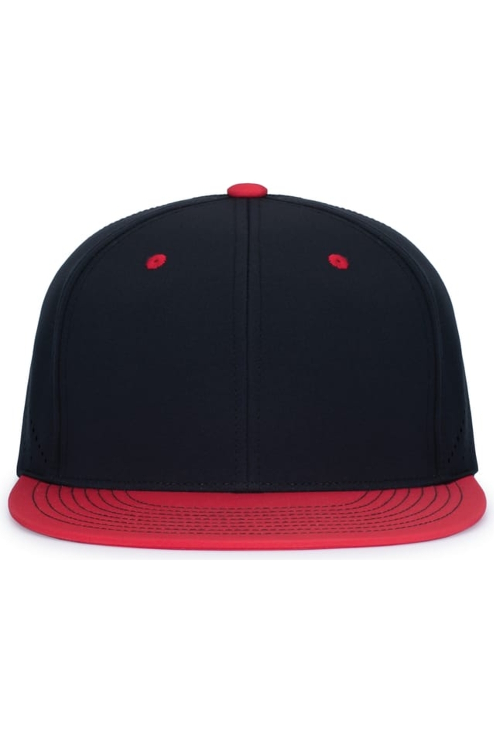 Pacific Headwear Premium Lightweight Perforated PacFlex Cap Powered by Coolcore in Black/ Red