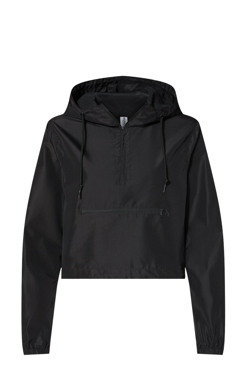 Independent Trading Co. Women's Lightweight Quarter-Zip Pullover Crop Windbreaker in Black
