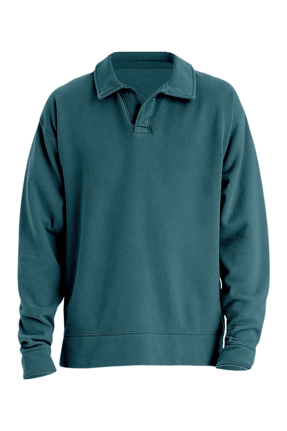 ComfortWash by Hanes Garment-Dyed Polo Collar Sweatshirt in Cactus