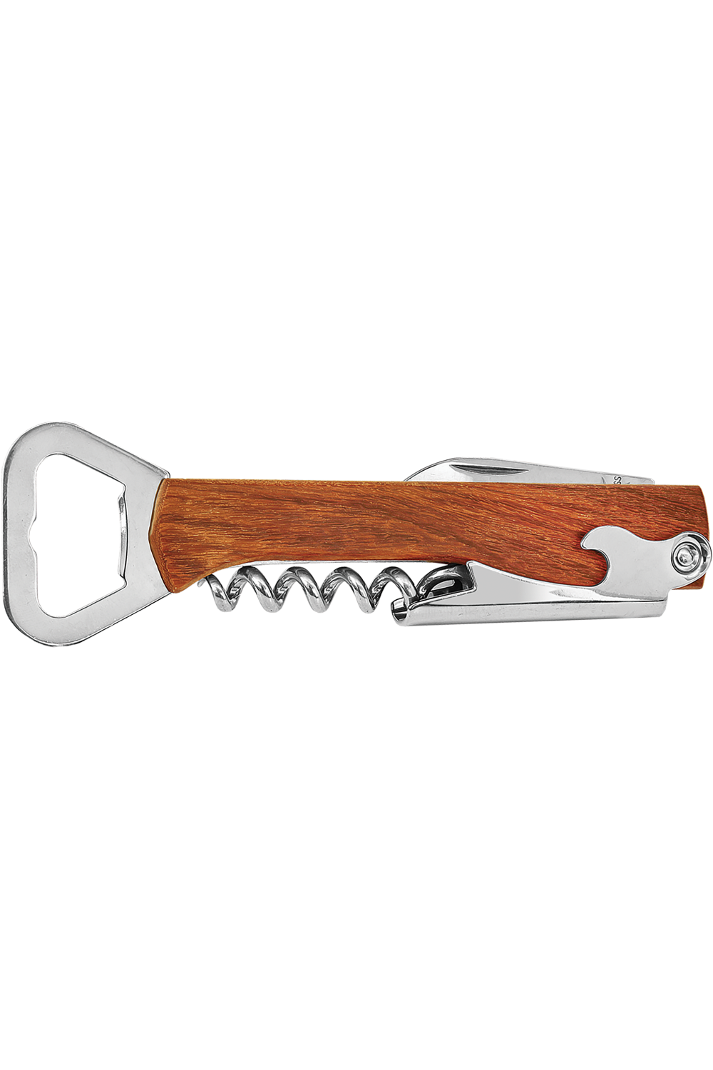 5 1/4" Wooden Bottle Opener & Wine Corkscrew in Wood