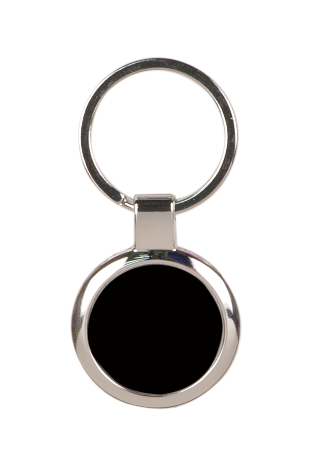 2 1/2" Laserable Round Keychain in Black