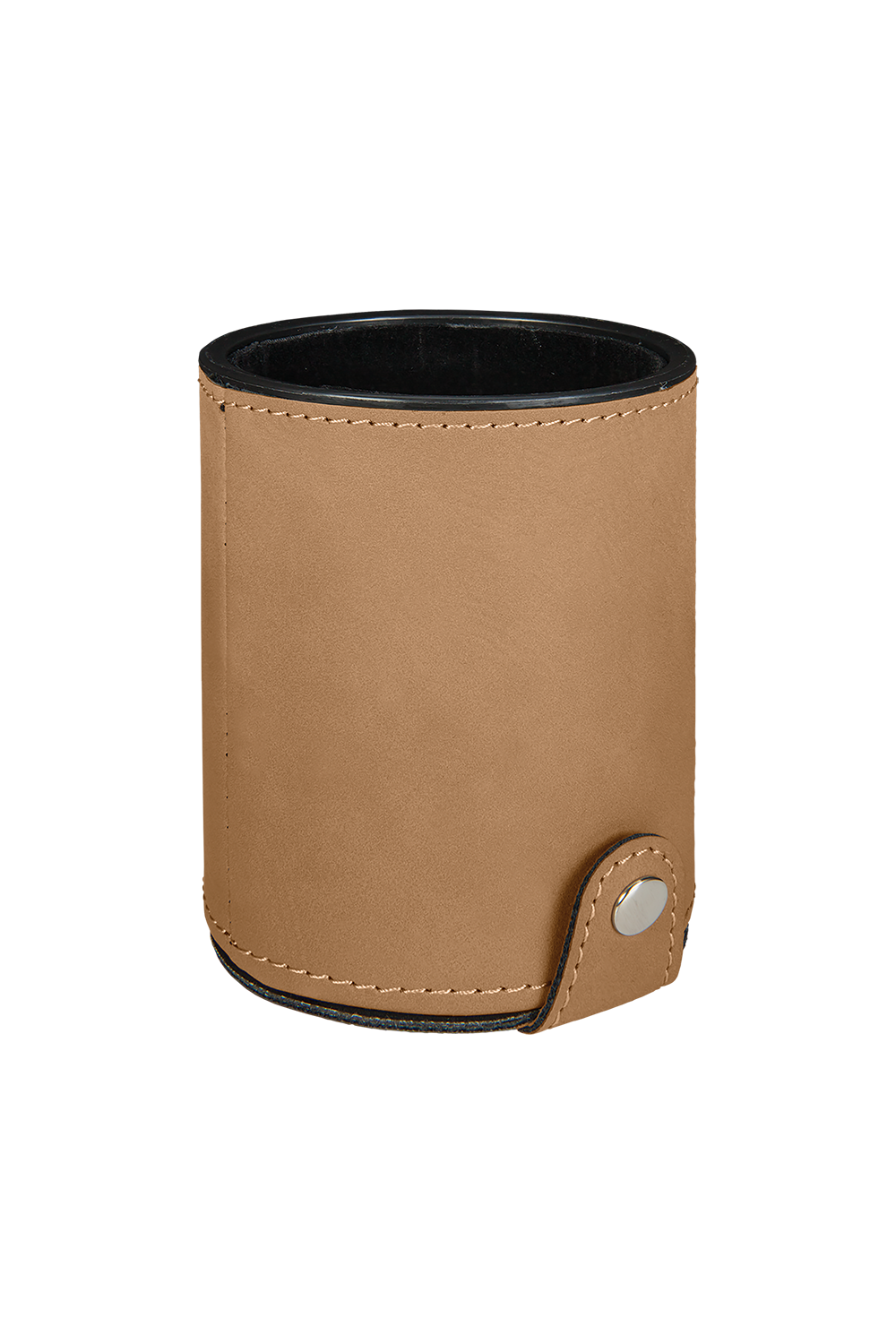 Laserable Leatherette Dice Cup with 5 Dice in Light Brown