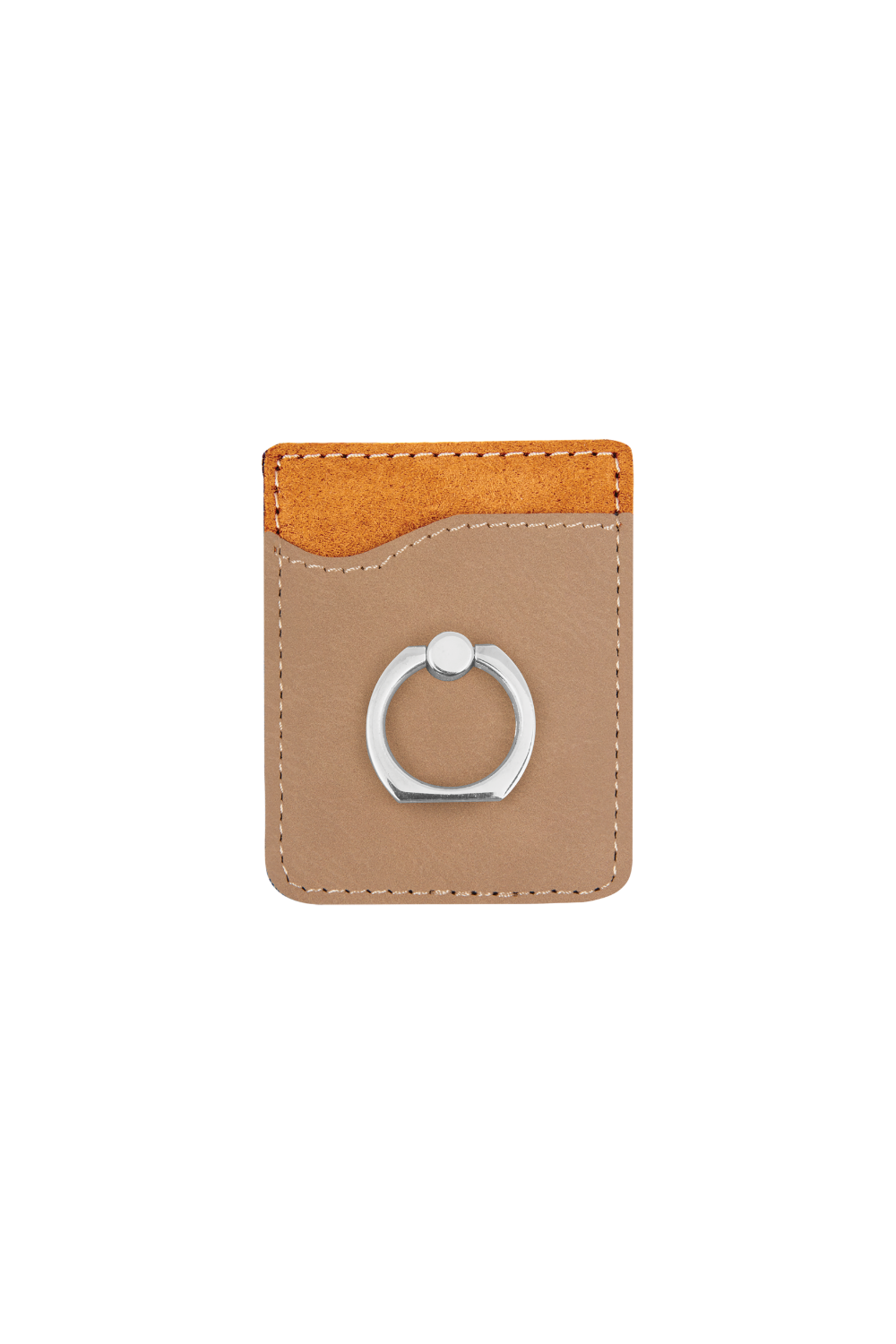 Leatherette Phone Wallet with Ring in Light Brown/Black