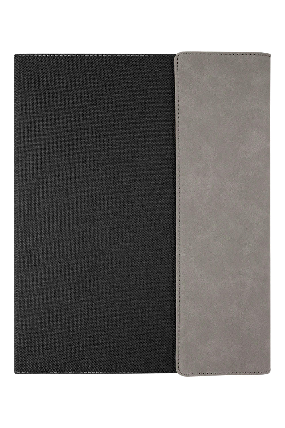 9 1/2 x 12 Laserable Leatherette Canvas Portfolio w / Notepad in GrayBlack