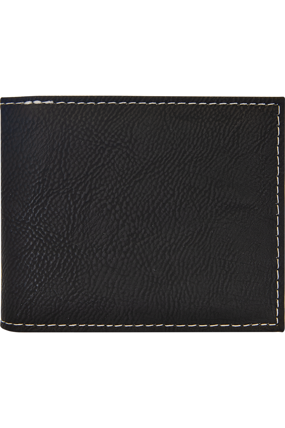 Leatherette Bi-Fold Wallet w/Flip ID Display in Black/Silver