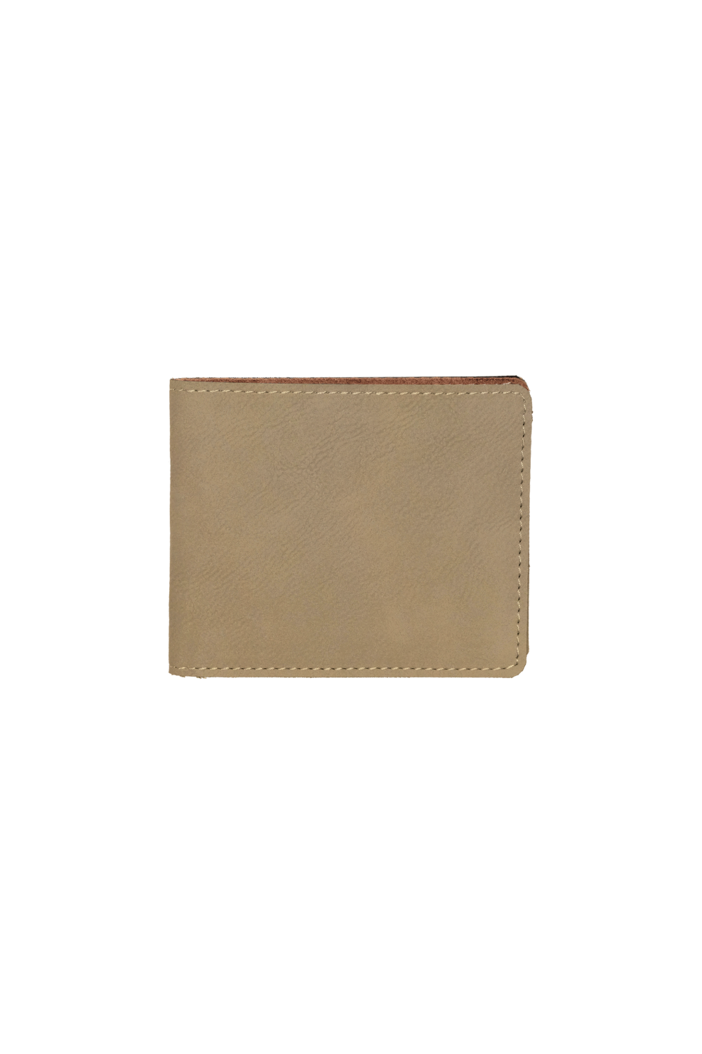 4 1/2" x 3 1/2" Laserable Leatherette Bifold Wallet in Light Brown/Black