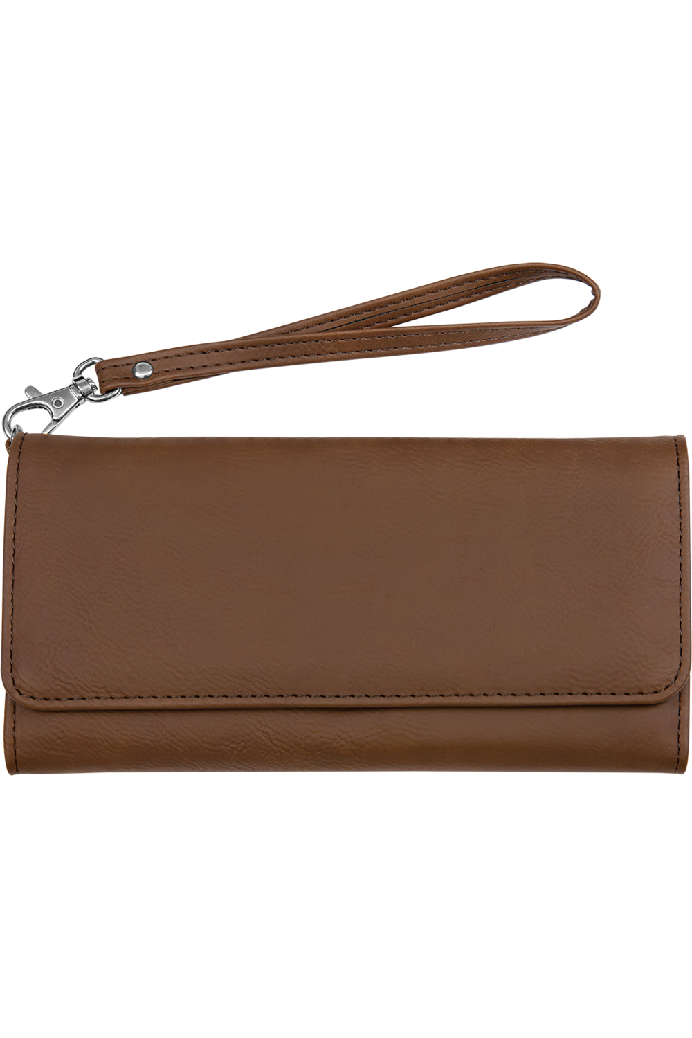 7 1/2" x 4" Laserable Leatherette Wallet with Strap in Dark Brown