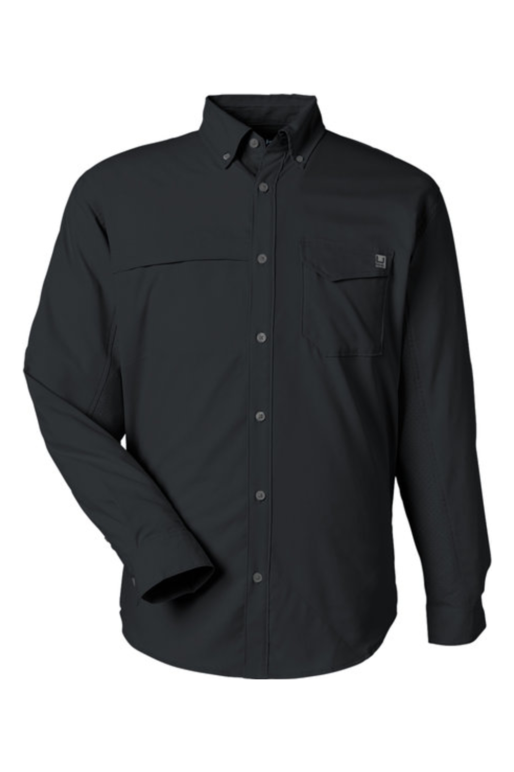 HUK Men's Tide Point Long Sleeve Shirt in Black