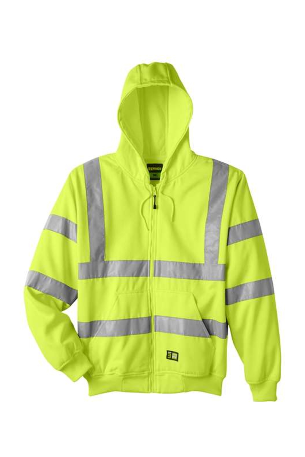 Berne Apparel Men's Tall Hi-Vis Class 3 Lined Full-Zip Hooded Sweatshirt