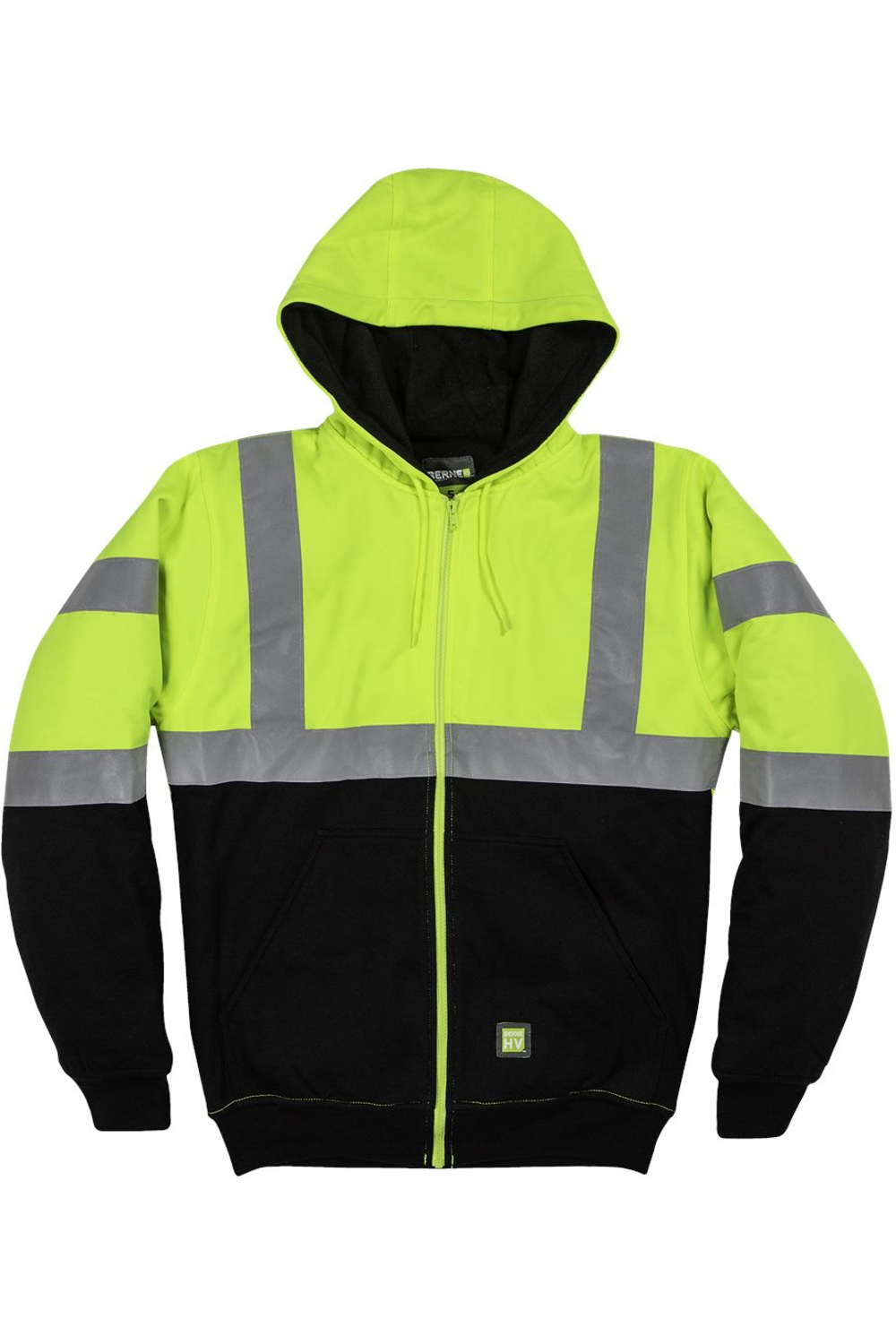 Berne Men's Hi-Vis Class 3 Color Block Full-Zip Hooded Sweatshirt