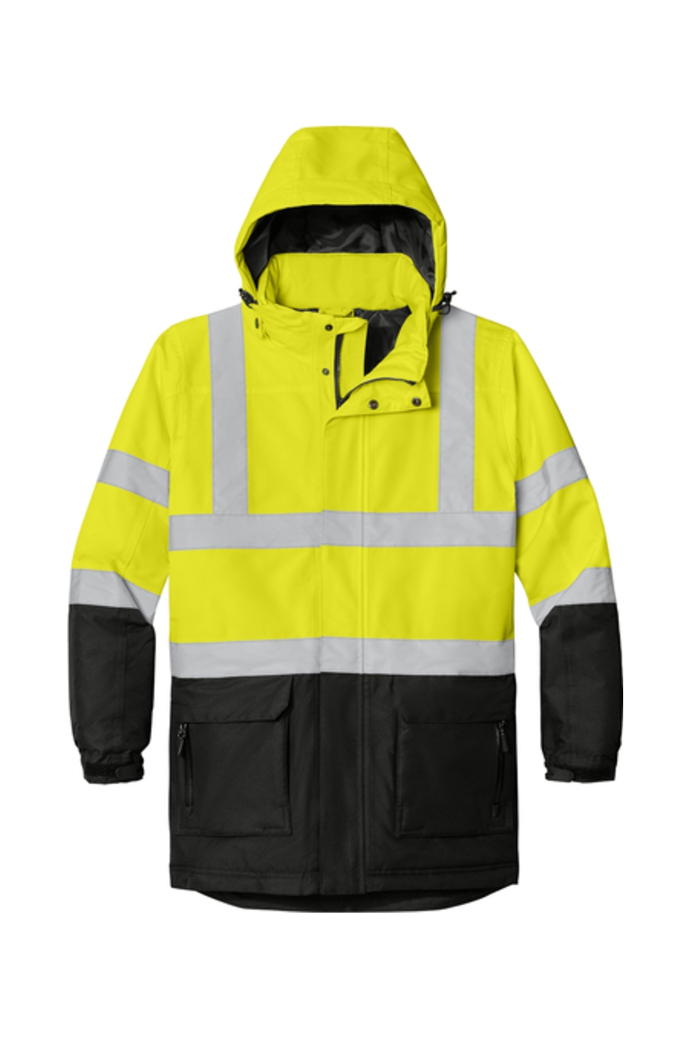 Port Authority ANSI 107 Class 3 Safety Heavyweight Parka in Safety Yellow/ Black/ Reflective