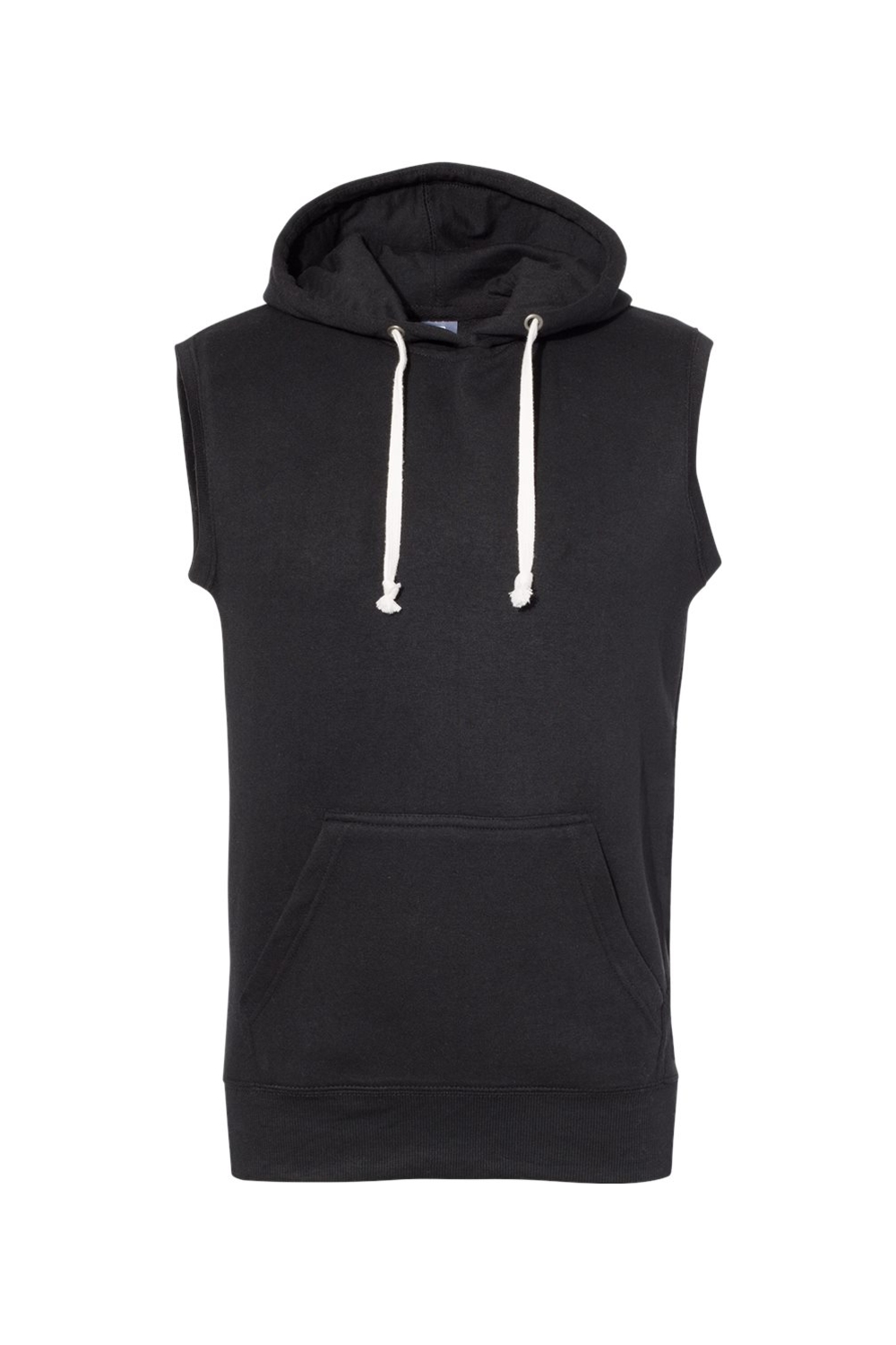 J America Adult Triblend Fleece Sleeveless Hooded Sweatshirt in Black