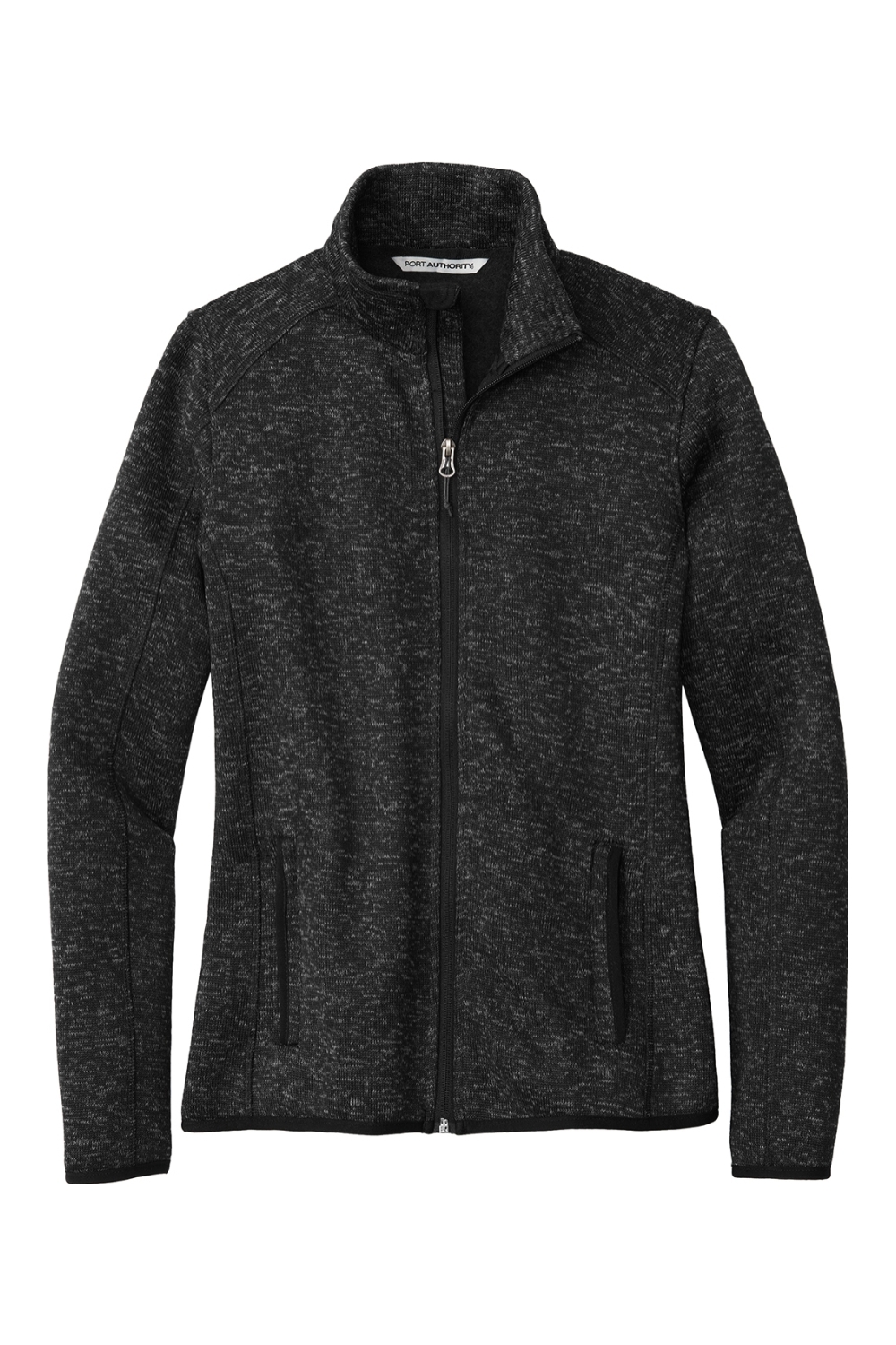 Port Authority Ladies Sweater Fleece Jacket in Black Heather