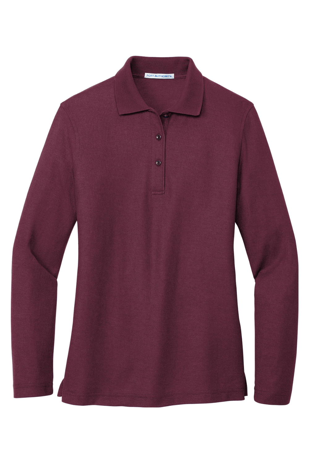 Port Authority Ladies Silk Touch Long Sleeve Polo in Burgundy