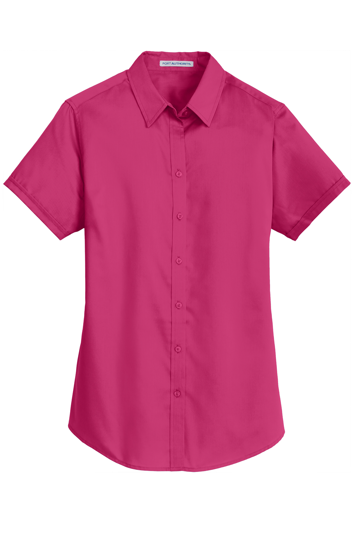 Port Authority Ladies Short Sleeve SuperPro Twill Shirt in Pink Azalea