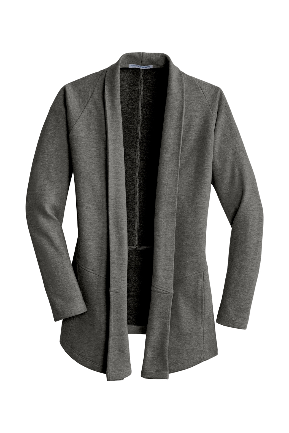 Port Authority Ladies Interlock Cardigan in Charcoal Heather/ Medium Heather Grey