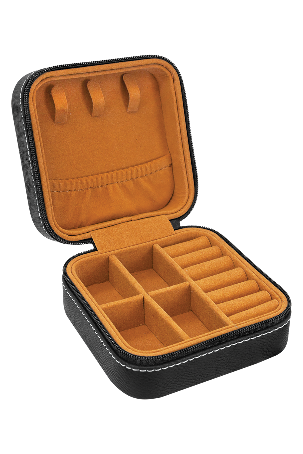 4" X 4" Leatherette Travel Jewelry Box with Tan Lining