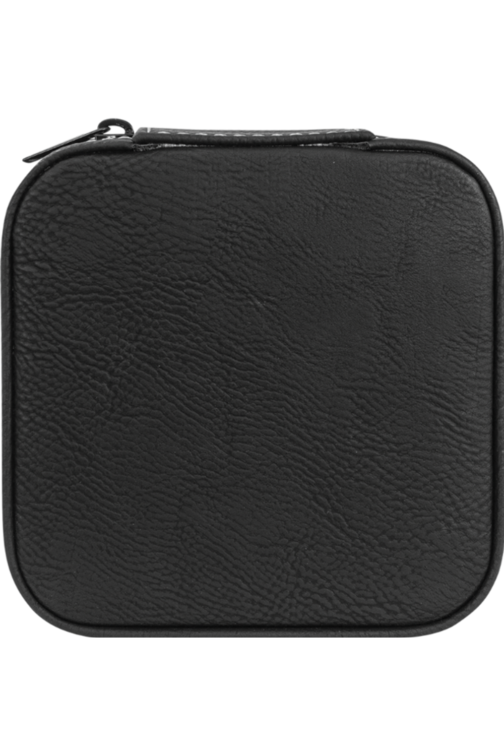 4" X 4" Leatherette Travel Jewelry Box with Tan Lining in Black/ Silver