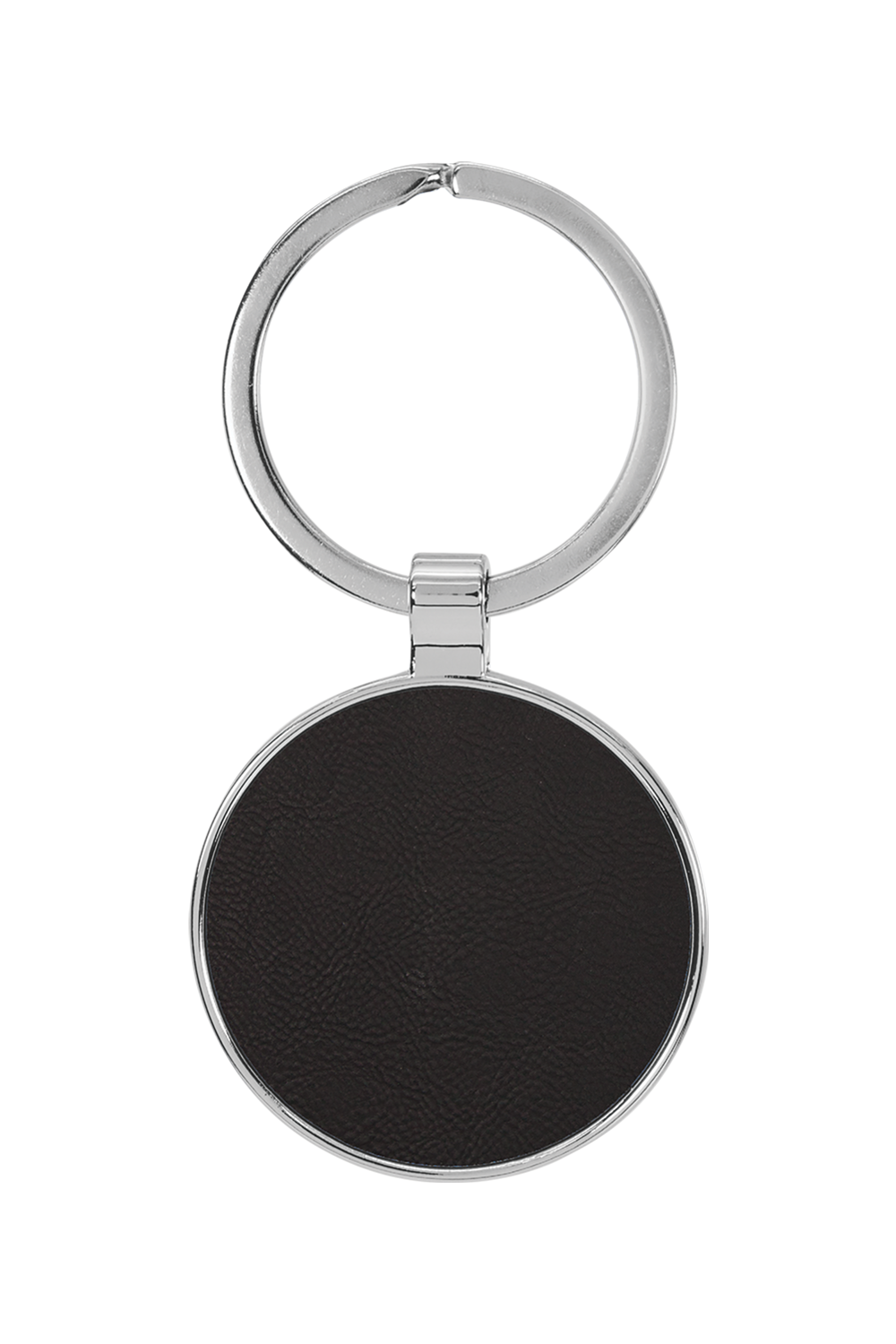 1 1/2" Leatherette/Metal Round Keychain