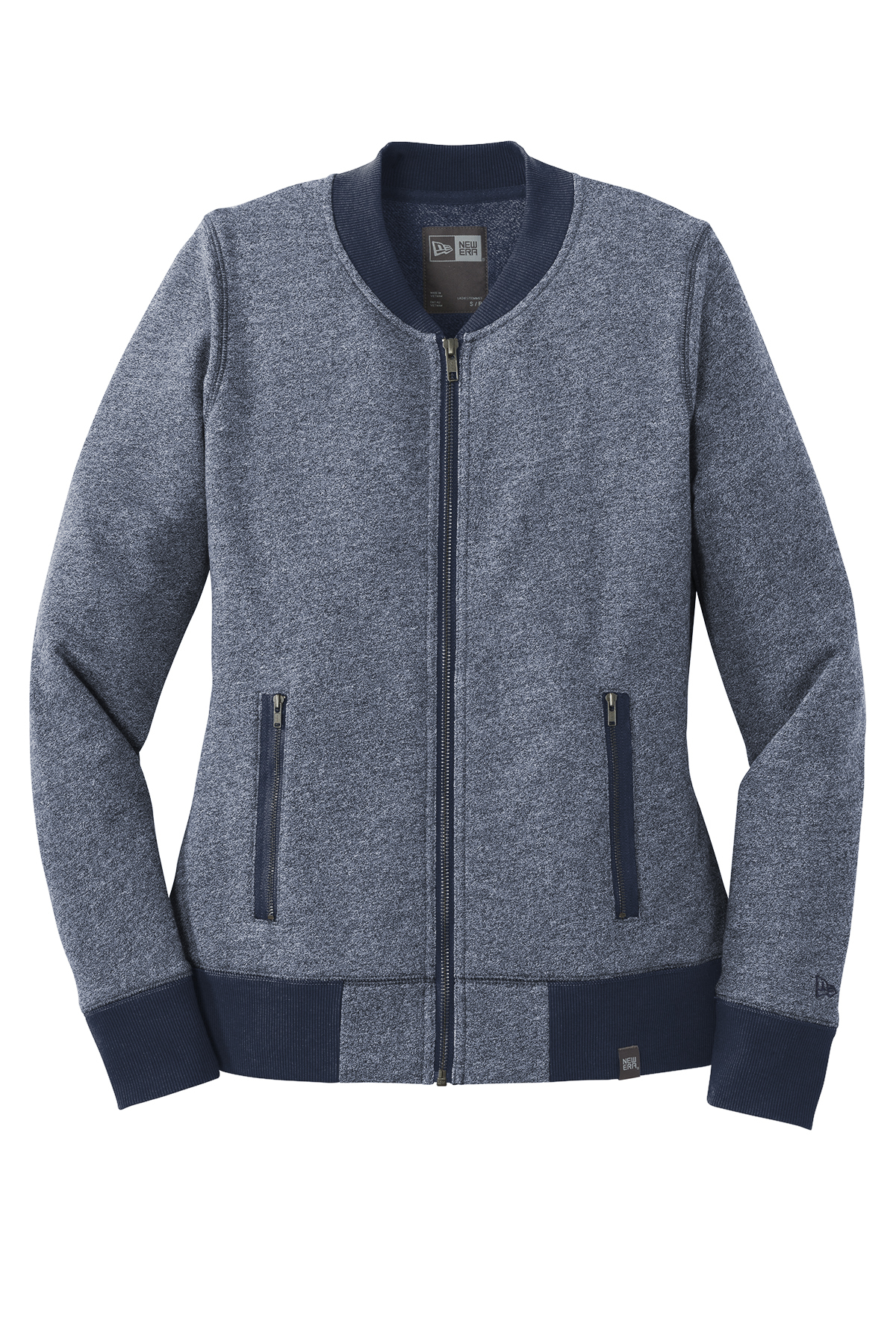 New Era Ladies French Terry Baseball Full-Zip (Discontinued/while supplies last) in True Navy Twist/ True Navy