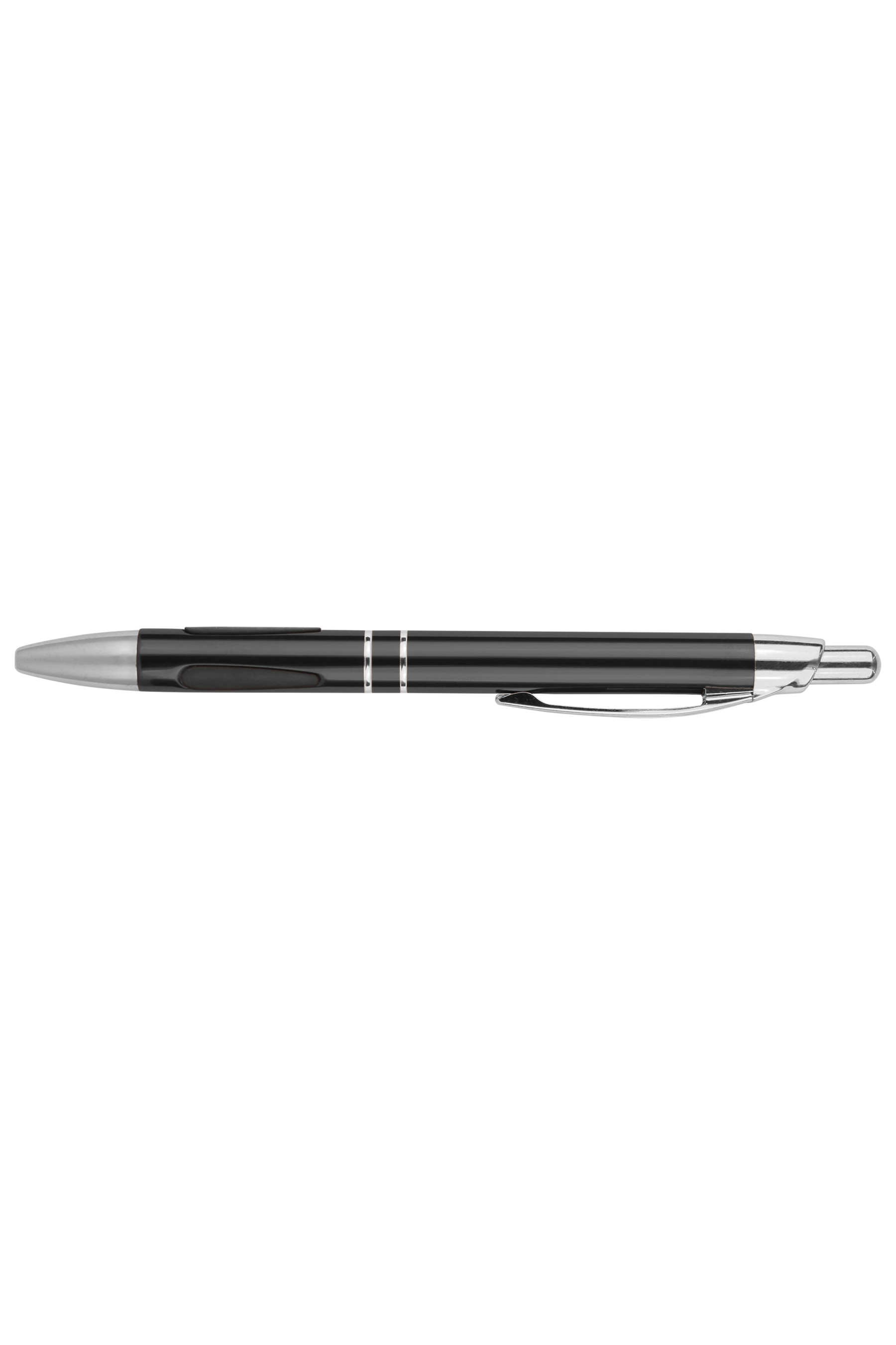 Silver Trim Laserable Pen with Gripper in Black