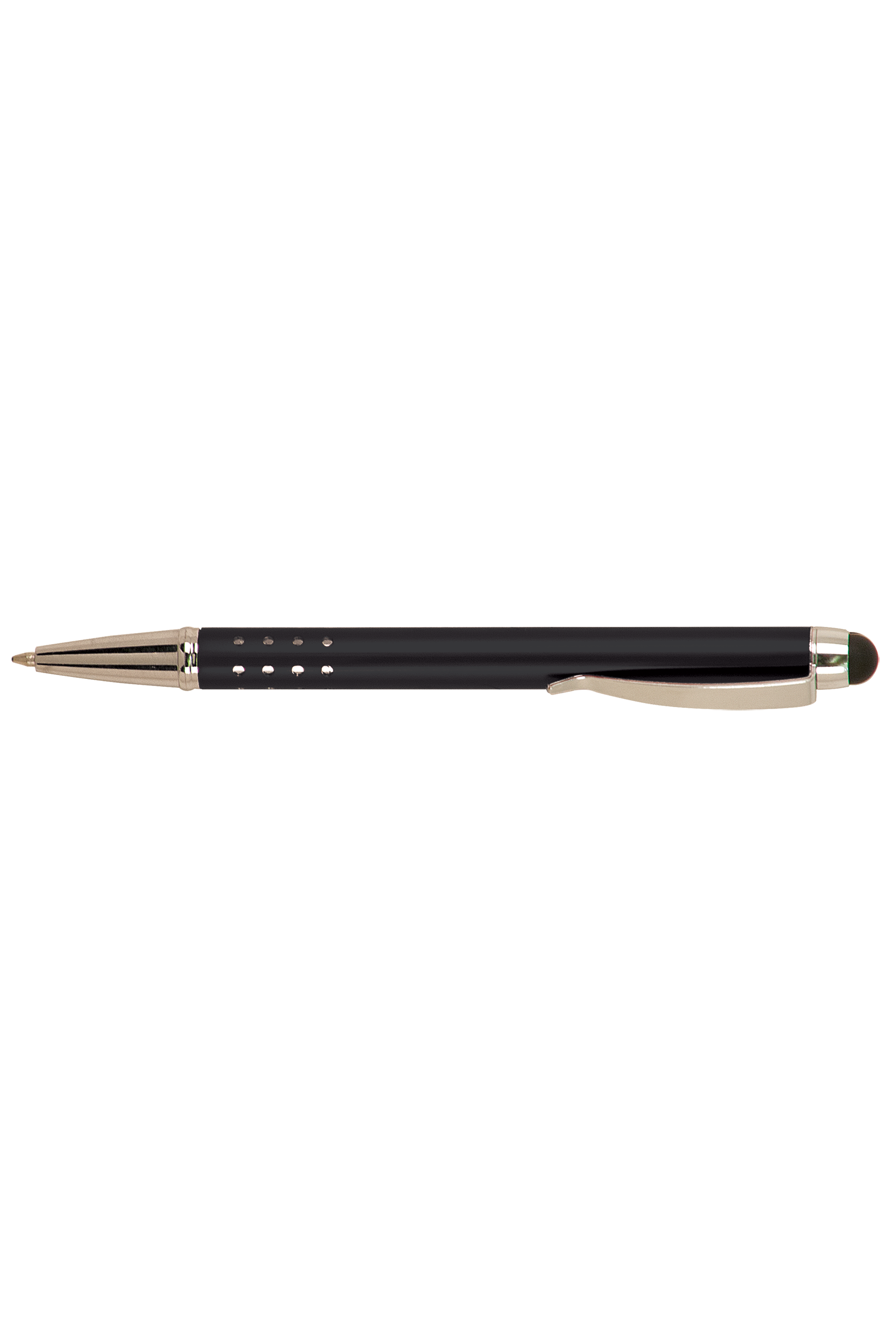 Silver Trim Laserable Pen with Stylus in Black