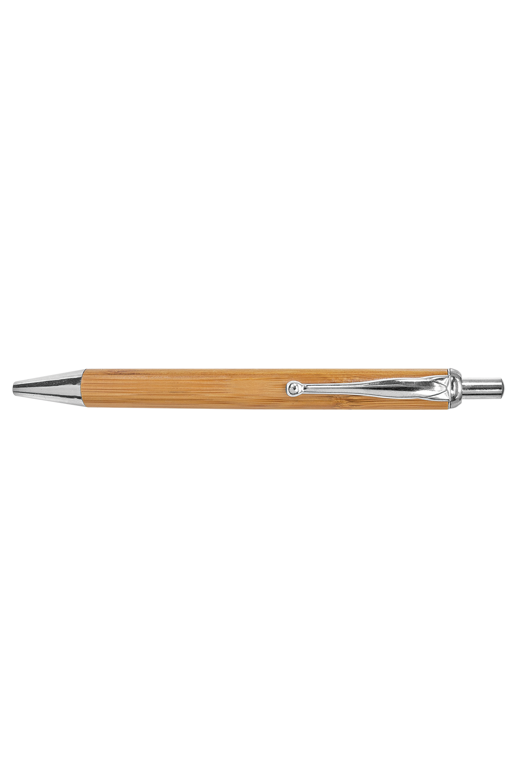 Bamboo with Silver Trim Laserable Pen in Bamboo