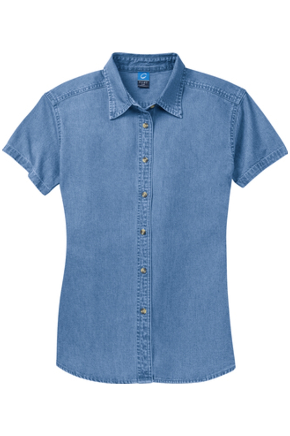 Port & Company - Ladies Short Sleeve Value Denim Shirt in Faded Blue