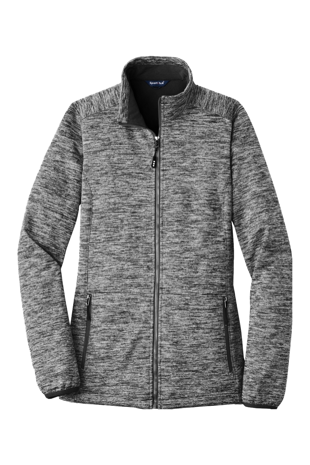 Sport-Tek Ladies PosiCharge  Electric Heather Soft Shell Jacket in Black Electric
