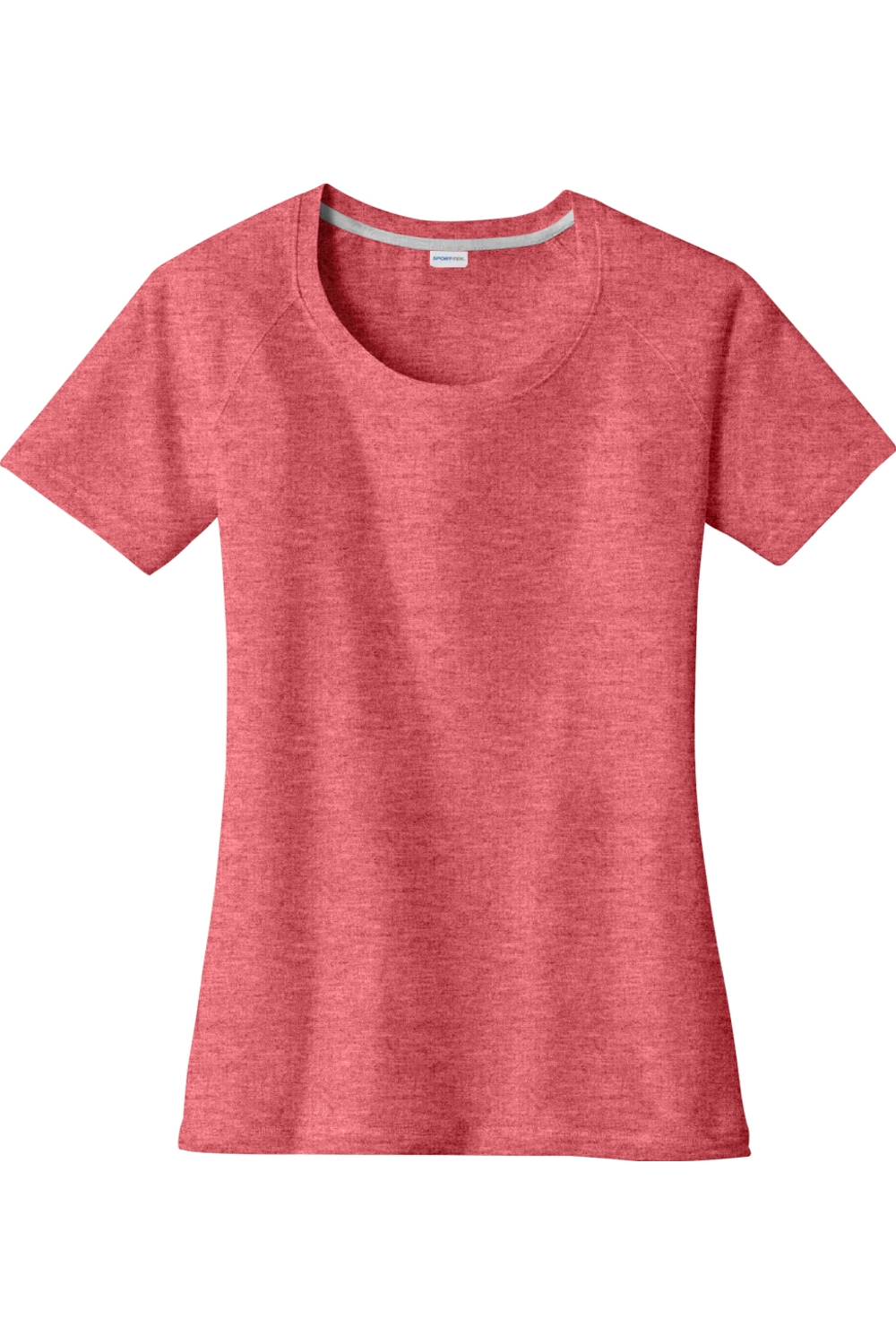 Sport-Tek Ladies PosiCharge Tri-Blend Wicking Scoop Neck Raglan Tee in True Red Heather
