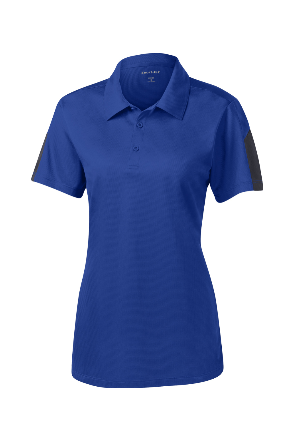 Sport-Tek Ladies PosiCharge Active Textured Colorblock Polo in True Royal/ Grey