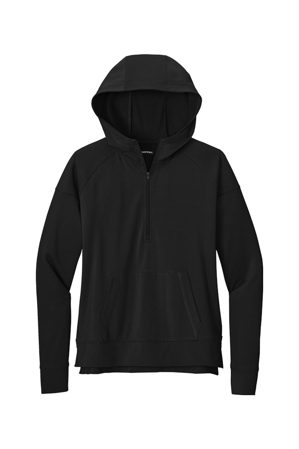 Sport-Tek Ladies Sport-Wick Stretch 1/2-Zip Hoodie in Black