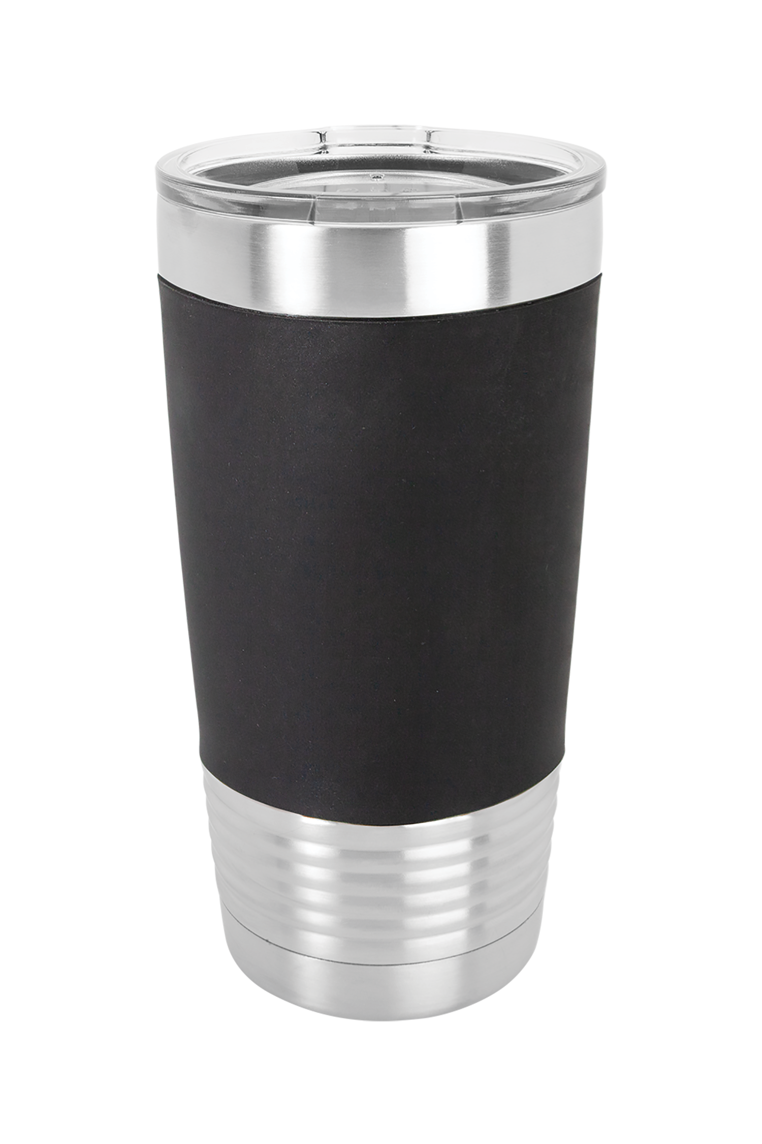 20 oz. Tumbler with Silicone Grip and Clear Lid in Black/White