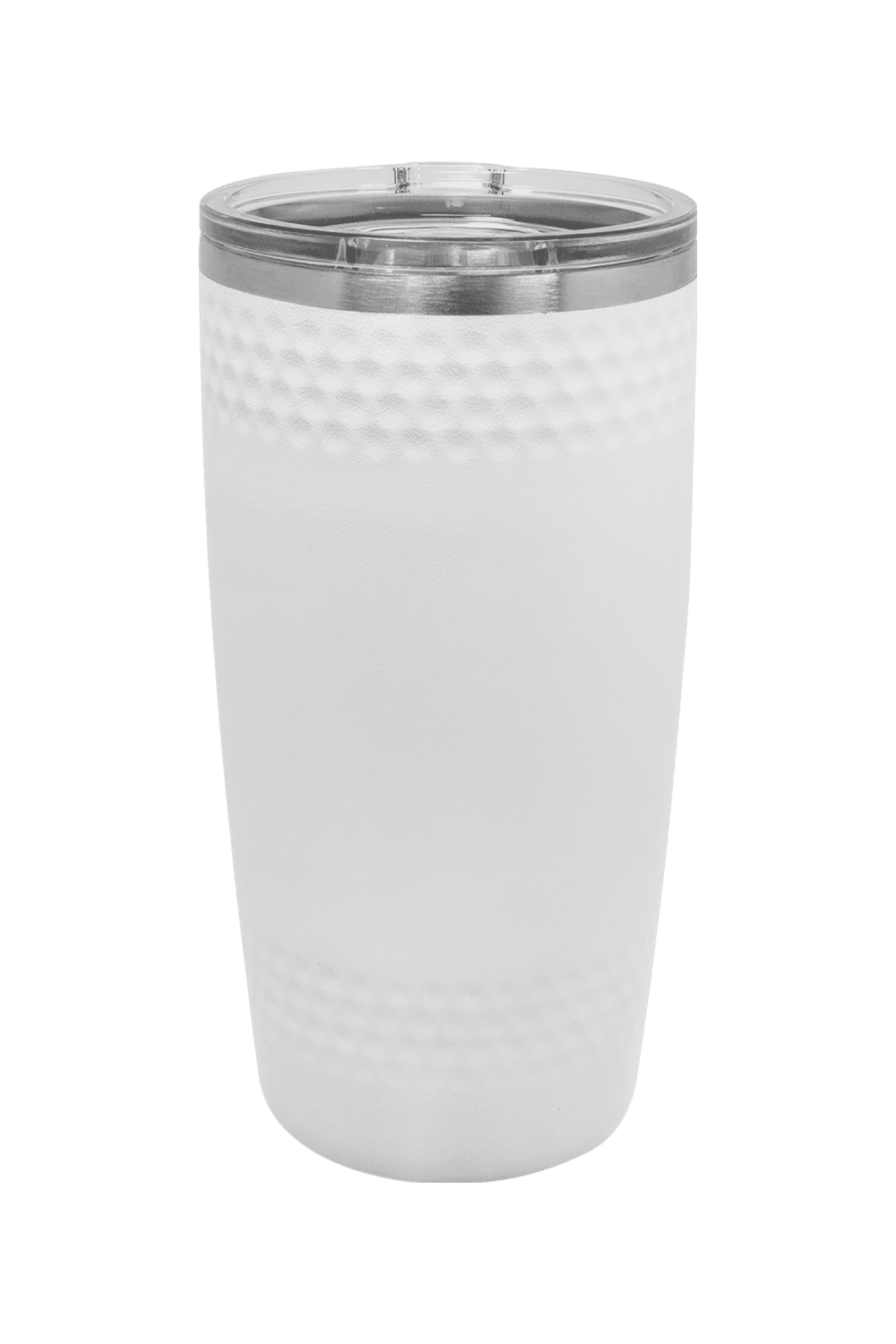 20 oz. Golf Tumbler with Dimples and Clear Slider Lid in White