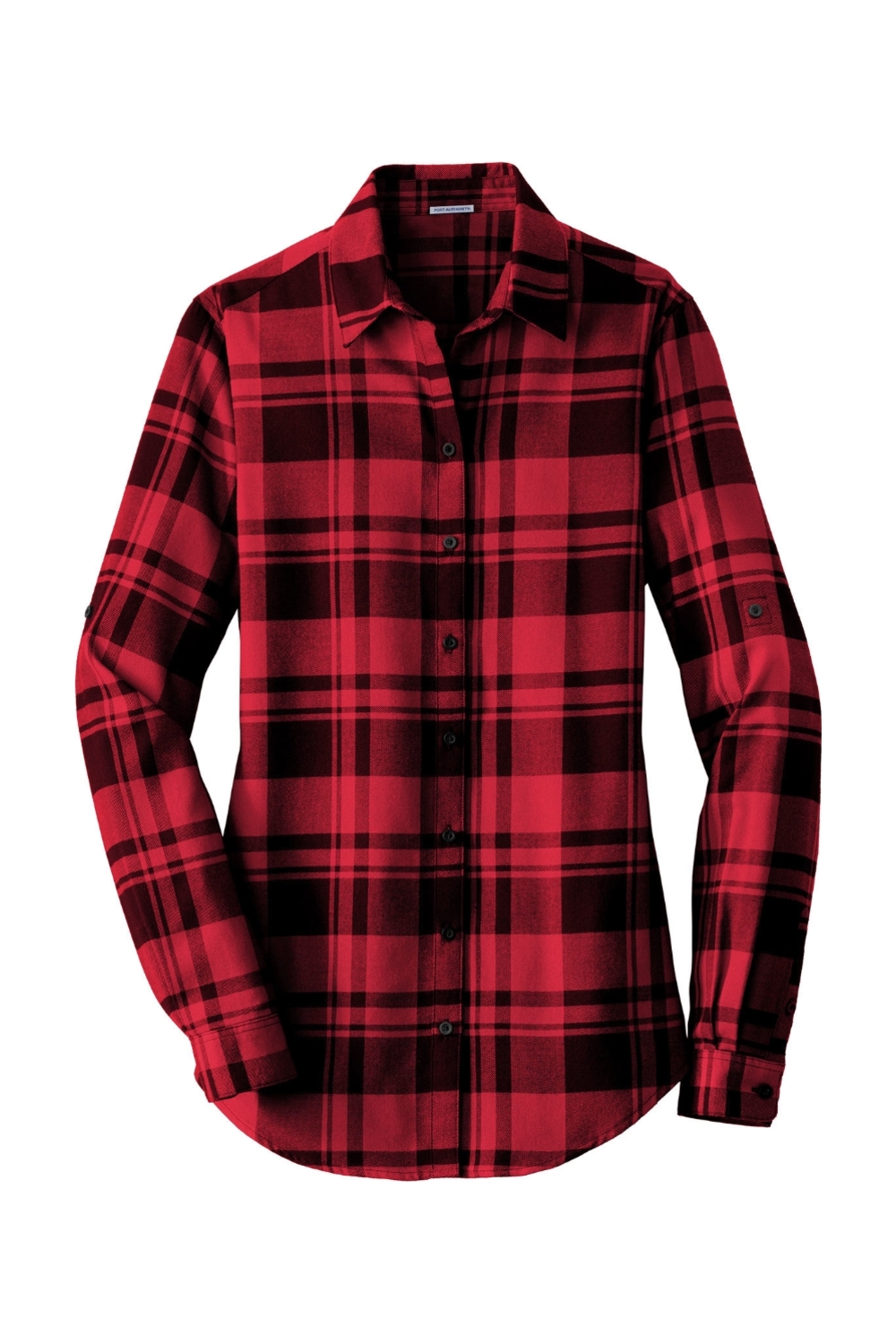 Port Authority Ladies Plaid Flannel Tunic in Engine Red/ Black