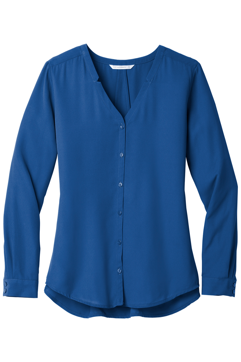 Port Authority Ladies Long Sleeve Button-Front Blouse in True Blue