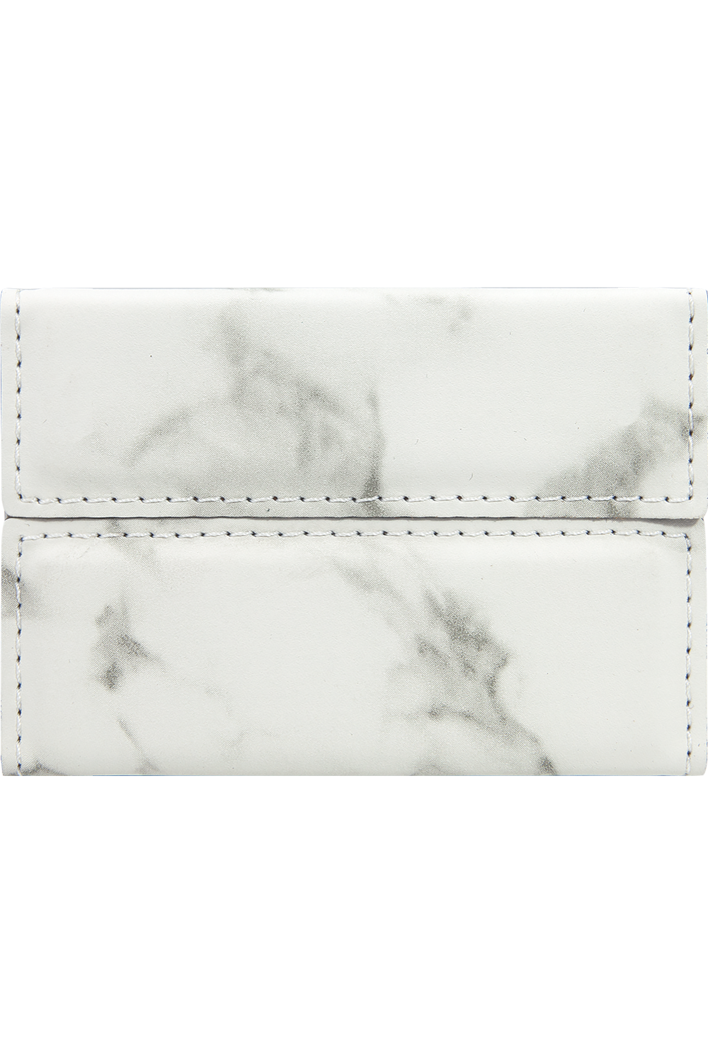 Leatherette Hard Business Card Holder in White Marble/ Black