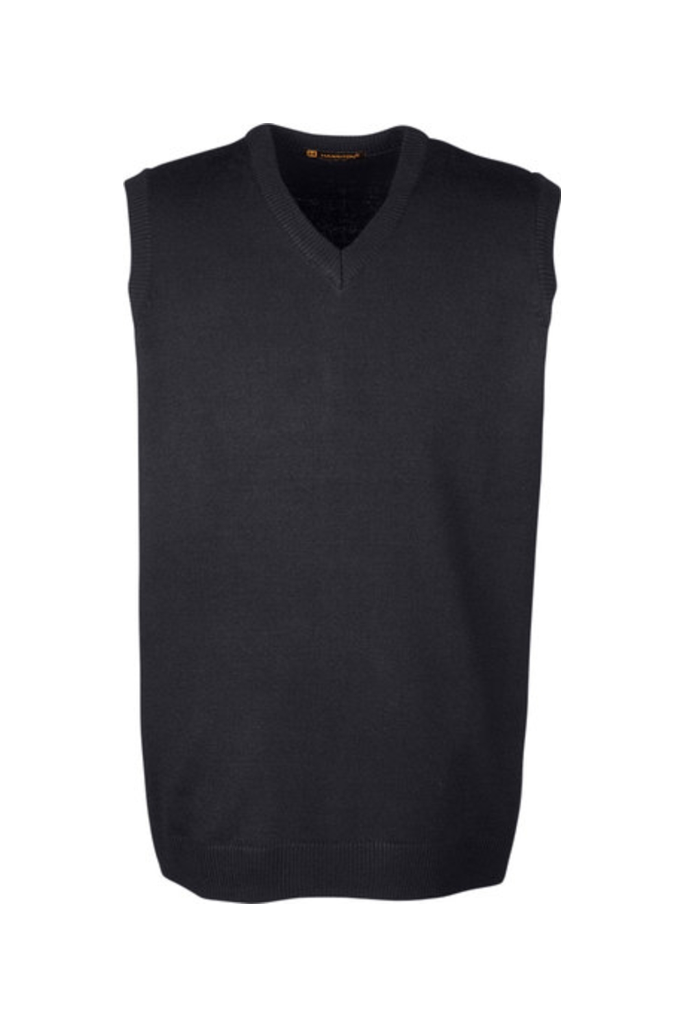 Harriton Men's Pilbloc V-Neck Sweater Vest in Black