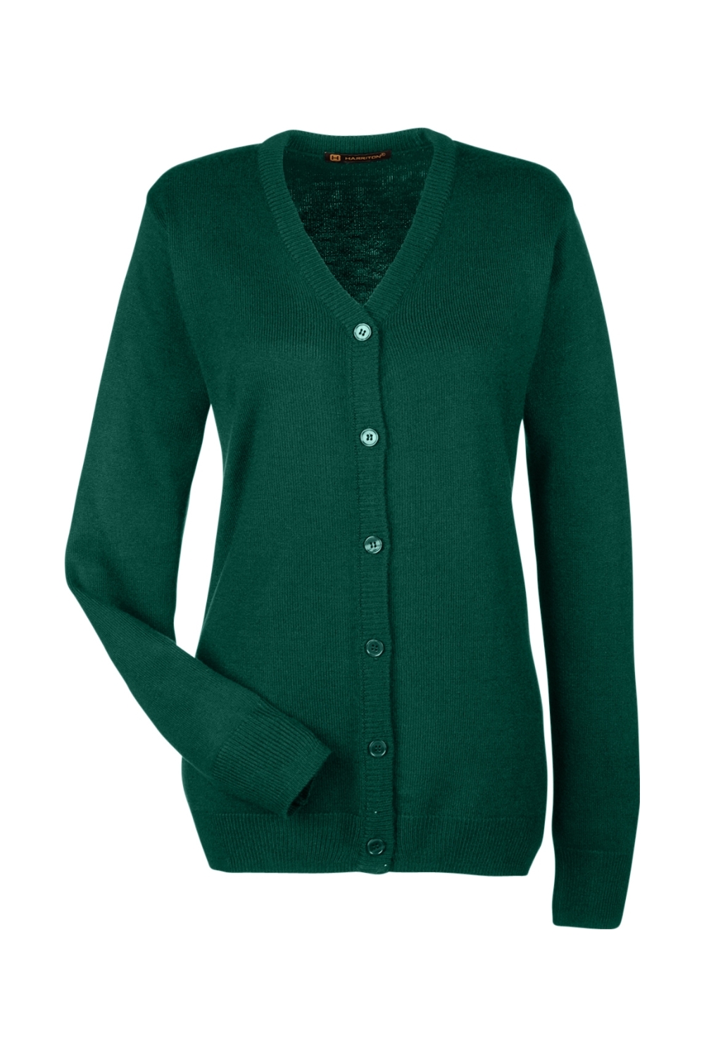 Harriton Ladies Pilbloc V-Neck Button Cardigan Sweater in Hunter