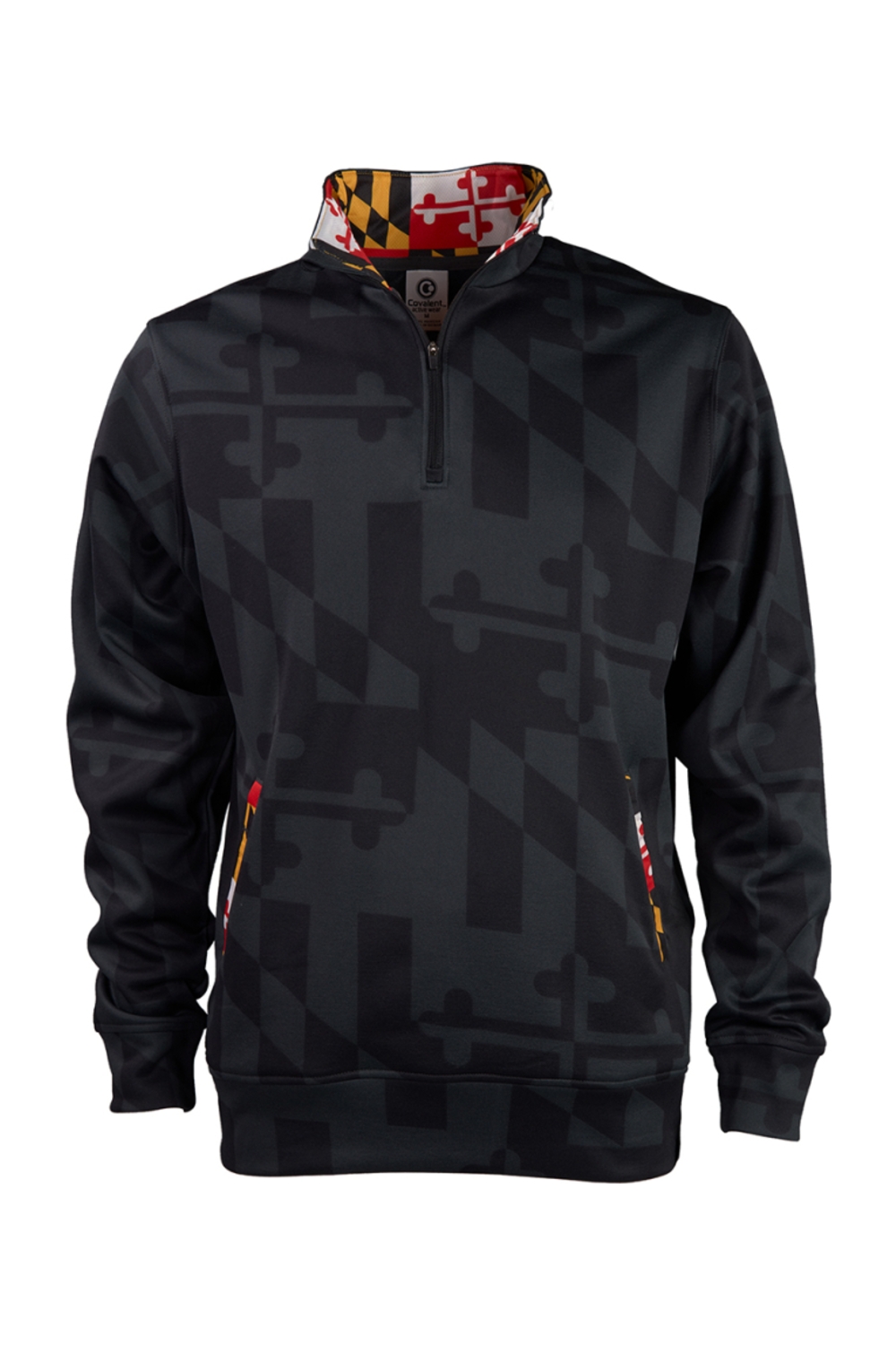 Covalent Activewear Maryland Flag Adult Quarter-Zip Pullover in Blackout Flag