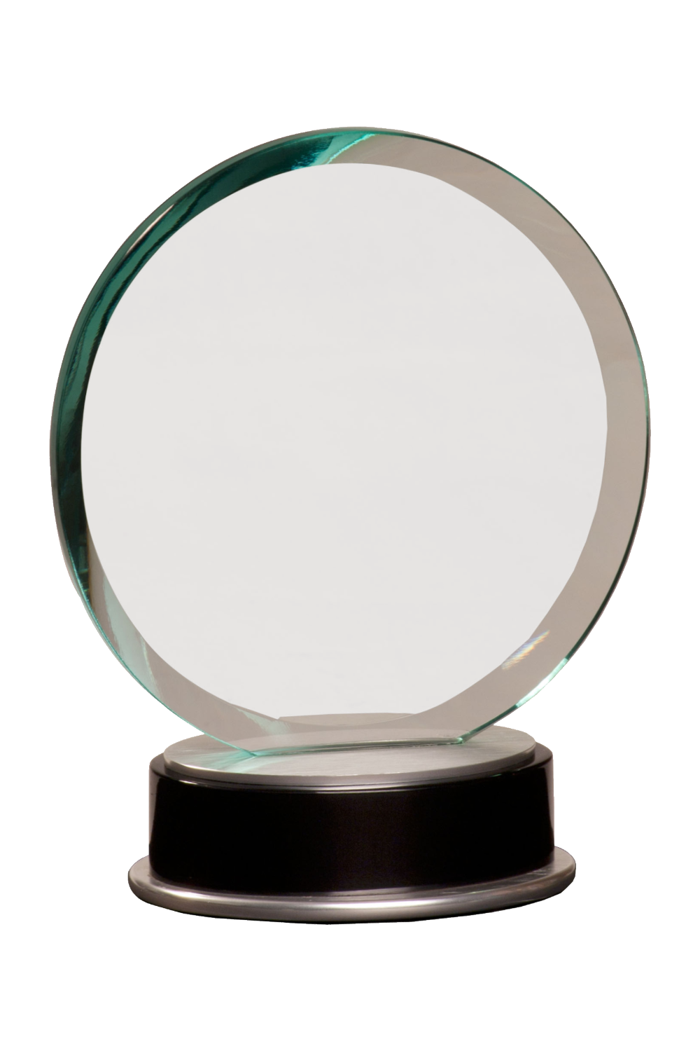 7 1/4" Jade Round Metro Glass with Silver and Black Piano Finish Base in Clear