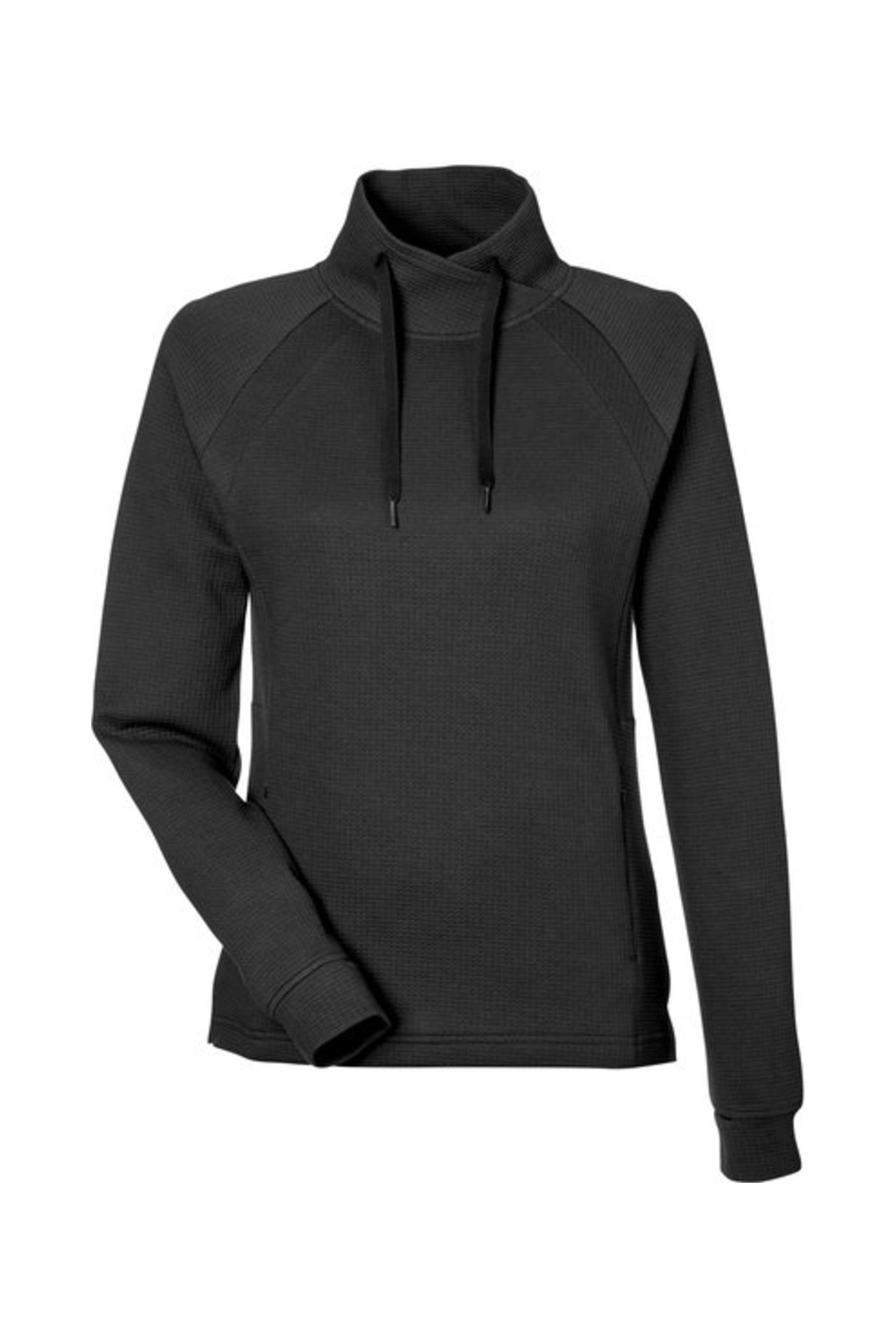 North End Ladies' Rhythm Waffle Pullover in Black