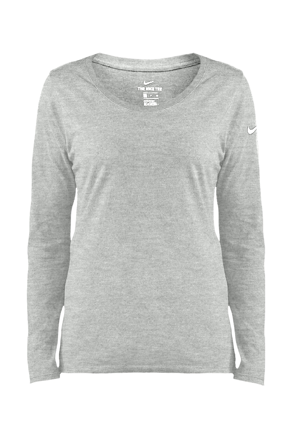 Nike Ladies Core Cotton Long Sleeve Scoop Neck Tee in Dark Grey Heather
