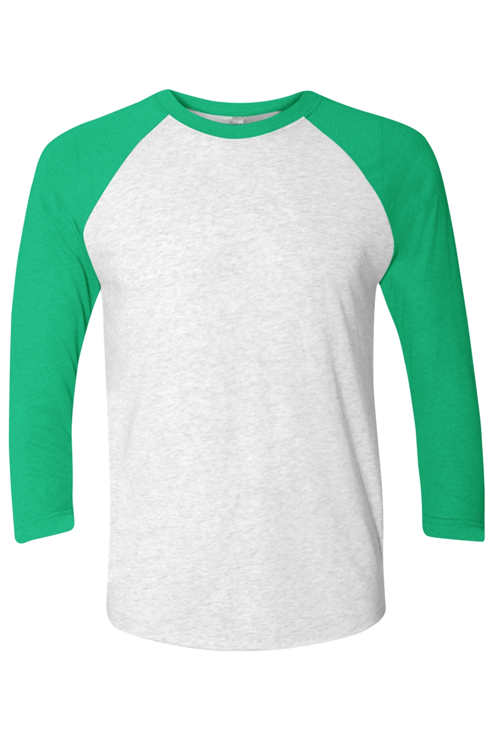 Next Level Unisex Tri-Blend Three-Quarter Sleeve Raglan Tee in Envy Sleeves/ Heather White Body