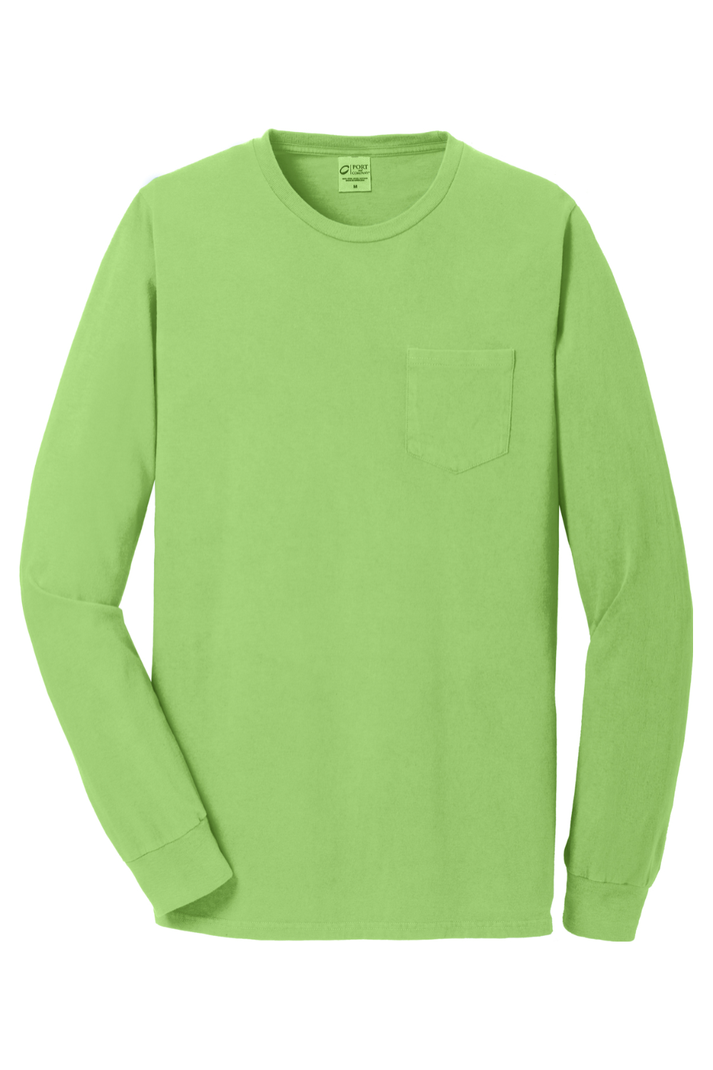 Port & Company Garment-Dyed Long Sleeve Pocket Tee in Limeade