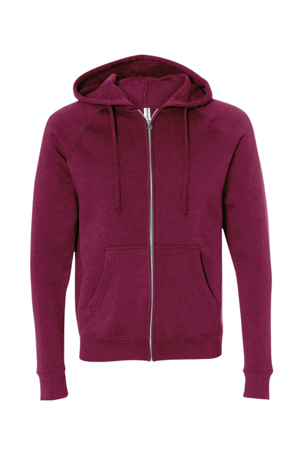 Independent Trading Co. Unisex Special Blend Raglan Full-Zip Hooded Sweatshirt in Maroon