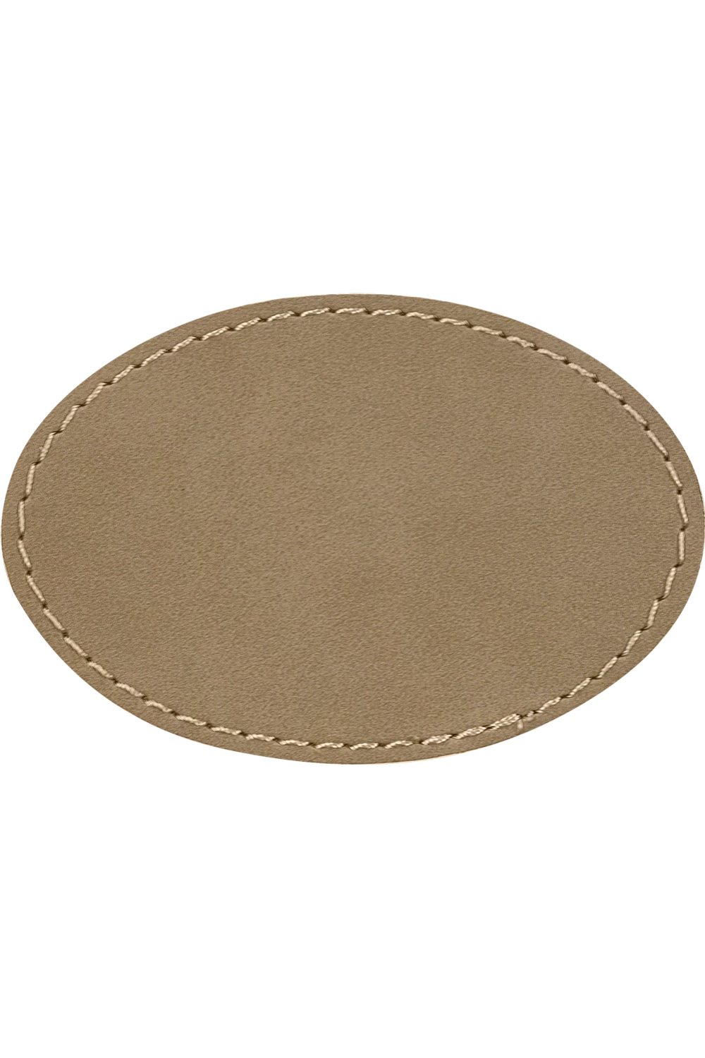 3" x 2" Oval Leatherette Patch with Heat Seal Backing in Light Brown/ Black