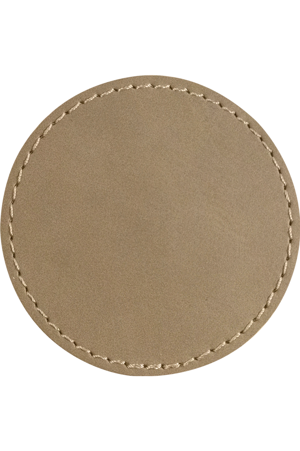 2.5" Round Leatherette Patch with Heat Seal Backing in Light Brown/ Black
