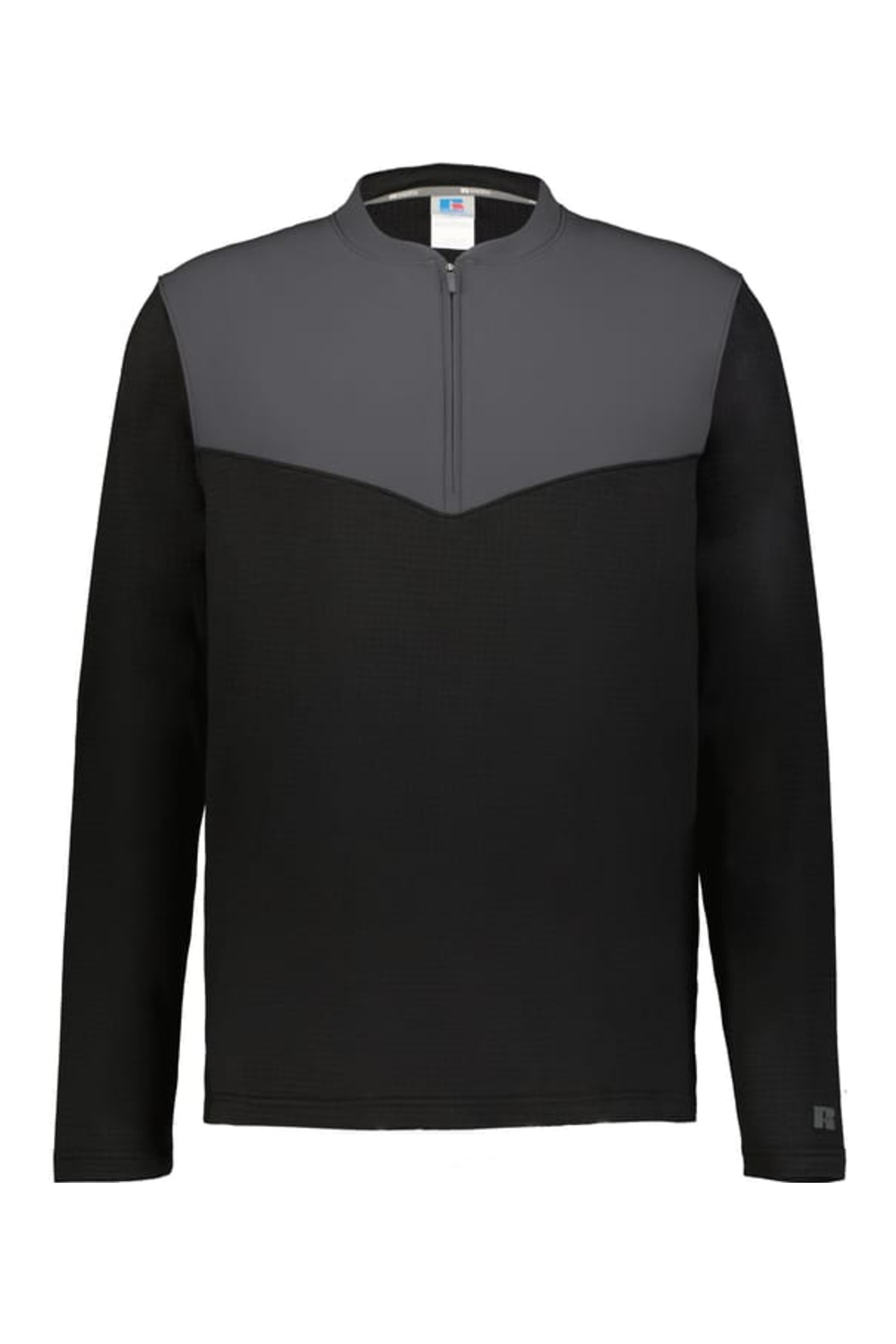 Russell Sideline Grid 1/4 Zip Pullover in Black/ Stealth