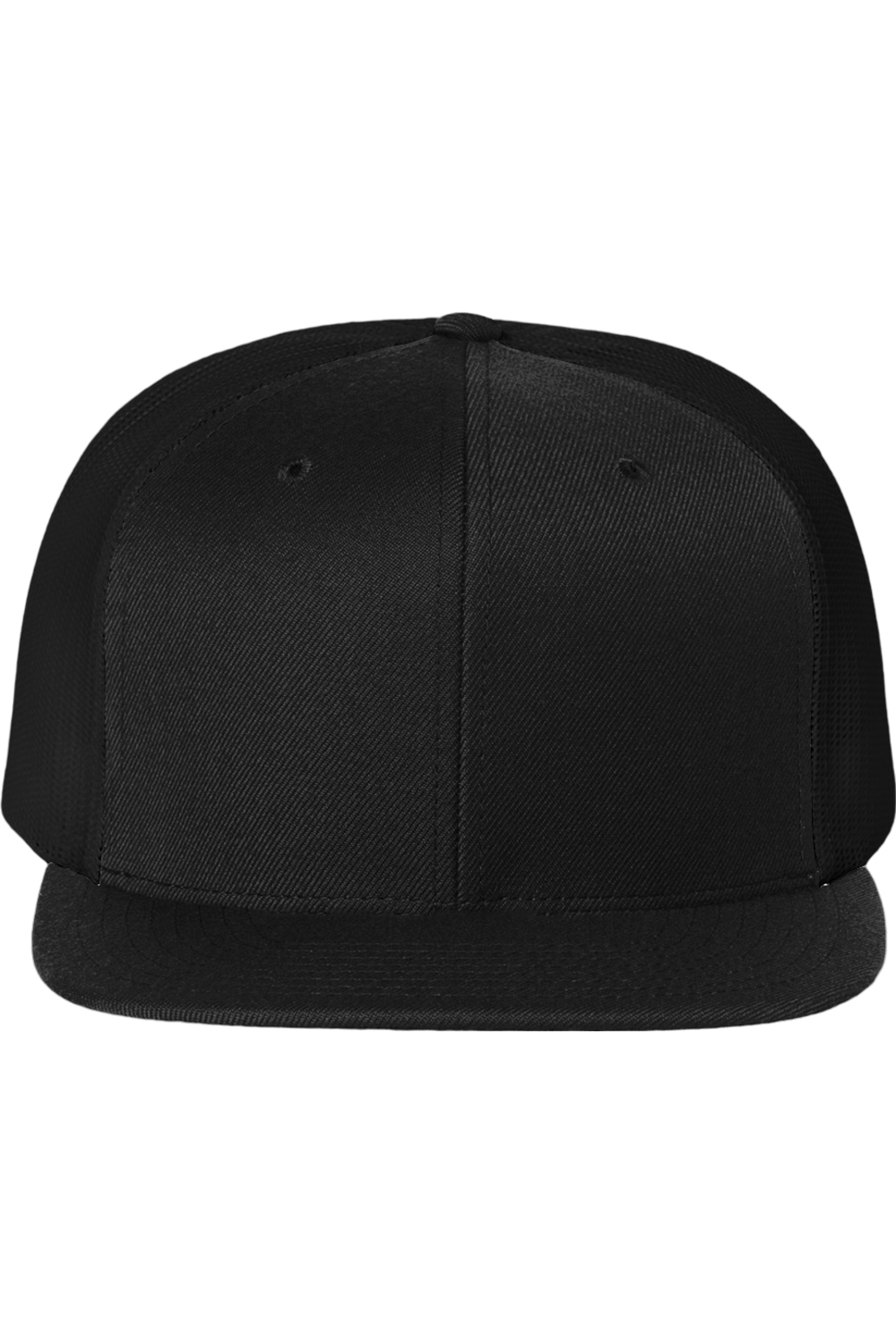 Richardson Wool Blend Flat Bill Trucker Cap in Black/ Black